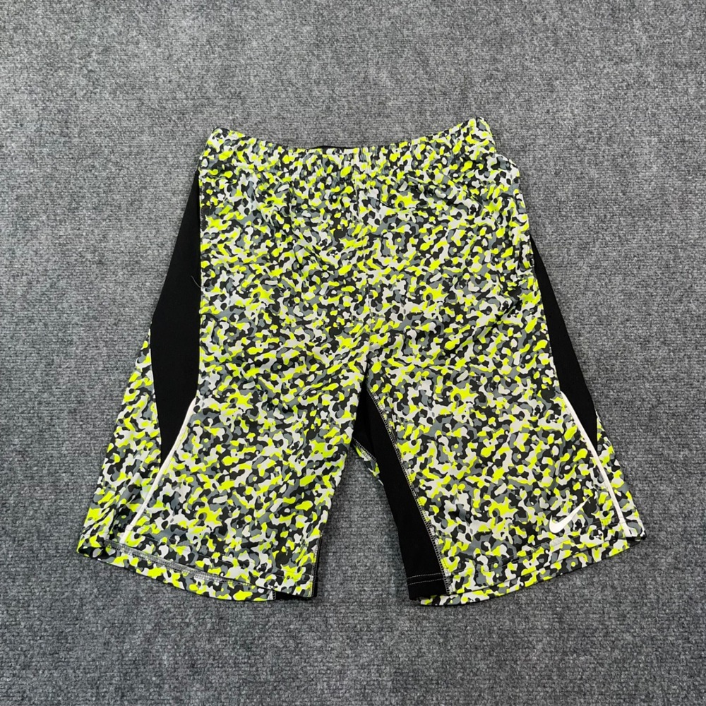 Nike Dri-FIT Camo Training Compression Shorts Mens Lg Digital Camo Neon Green‎